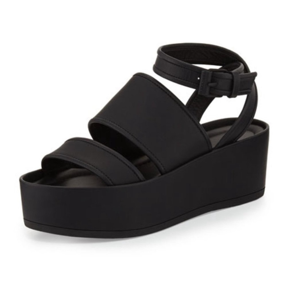 Vince Vienna Platform Wedge Sandals - Black Sz 7.5